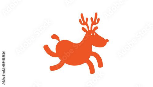 A vibrant orange reindeer silhouette illustration for Christmas decoration