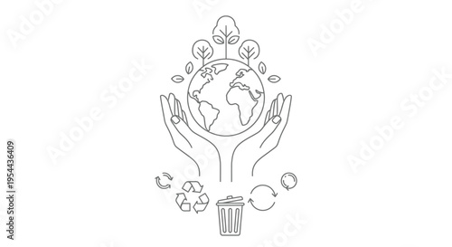 Careful hands cradle the delicate planet earth surrounded by growing trees symbolizing global environmental conservation efforts