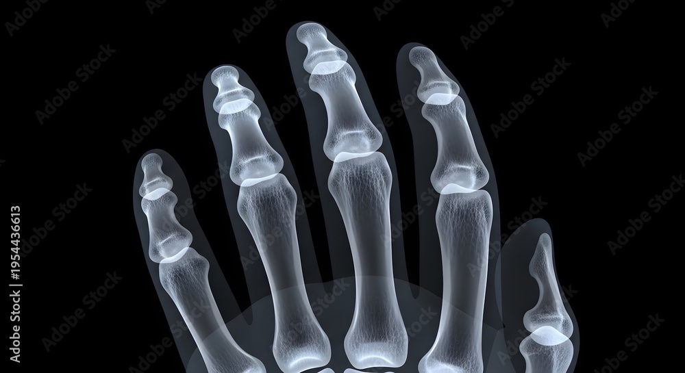 Naklejka premium X ray image of a human hand showing skeletal structure