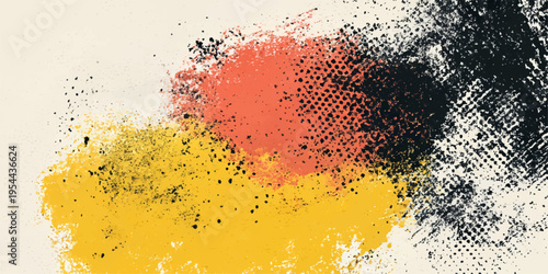 Abstract artistic depiction of the national flag, brushstrokes of bold colors converge on a textural backdrop, symbolizing unity, identity and national pride.