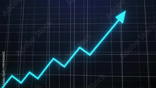 Neon line graph trending upward slowly.