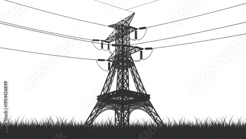 Nuclear Power Plant Vector Icon Sheet, Atomic Reactor Building, Industrial Cooling Towers, Turbine, Control Rods and Electricity Pylon Line Art Set