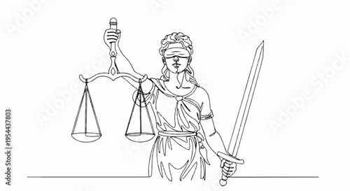 Justitia the goddess of justice holding scales and sword symbolizing law and order blindfolded