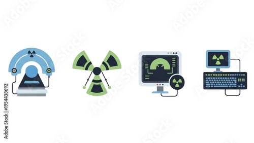 Nuclear Emergency Response Vector Icon Sheet, Disaster Evacuation Route, Siren, Fire Engine, First Aid Cross, Emergency Management Line Art Icon Set