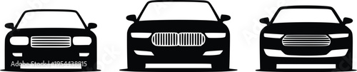 Car Front View Silhouettes Vector Illustration