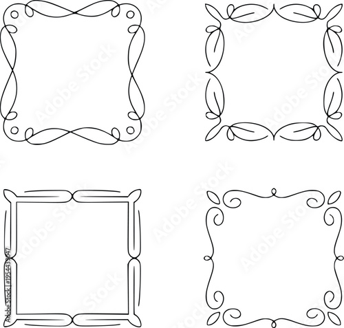 Set of Ornate Square Frames Vector Illustration
