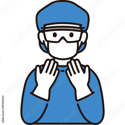 Industrial Worker doctor surgeon Checking Hands vector Illustration