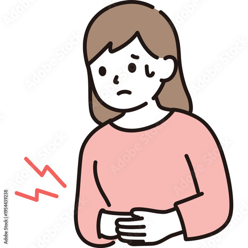 Woman with Stomach Pain vector Illustration