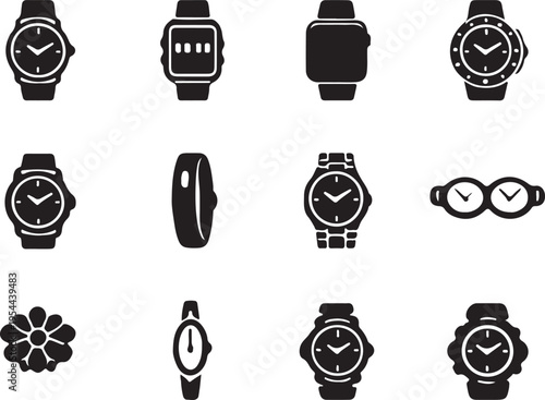 Watches Silhouette Vector Icon Minimal Design