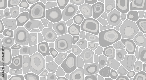 Abstract gray pattern of irregular pebble or organic cell shapes with varying shades and white borders for textured backgrounds.
