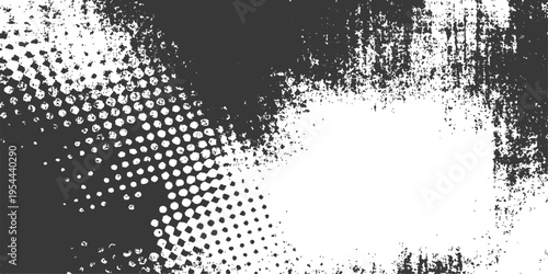 Abstract a stark black and white grungy overlay, a striking composition, artistic textures. A modern abstract grunge pattern.