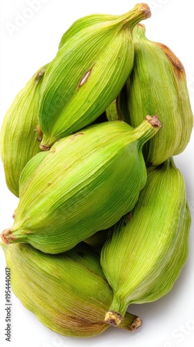 Cluster Of Fresh Green Seeds On White Background
