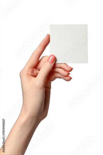 Woman Hand Holding Blank White Card