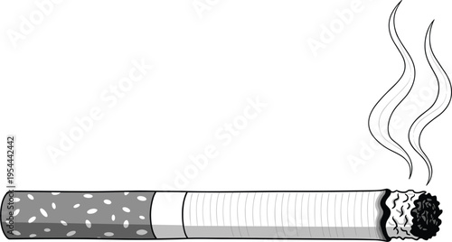 Burning cigarette illustration with smoke showing tobacco addiction, unhealthy habit and danger concept for awareness, medical and anti smoking design