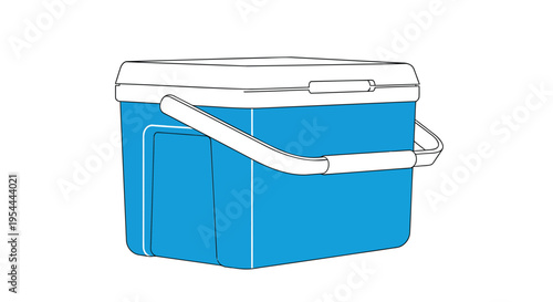 Vector blue cooler box with white lid and handle