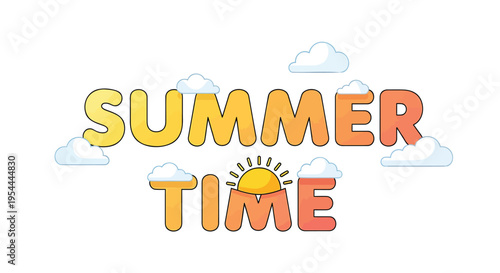 Summer time colorful text vector illustration