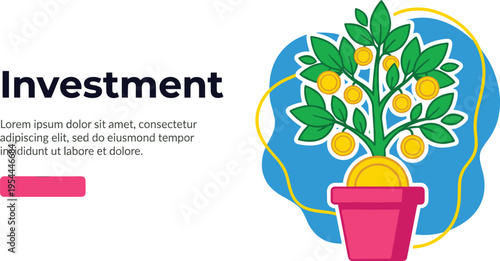 Financial Growth Illustration A Potted Money Tree Symbolizing Investment and Prosperity