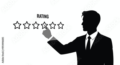 Man giving a four star rating on a digital display interface