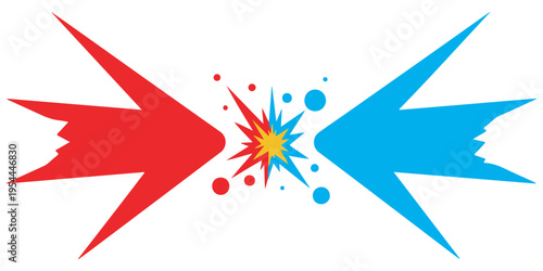 Abstract red and blue comic style explosion impact design eps 10
