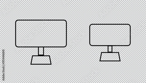 Two different monitor designs with distinct stand shapes shown side by side.
