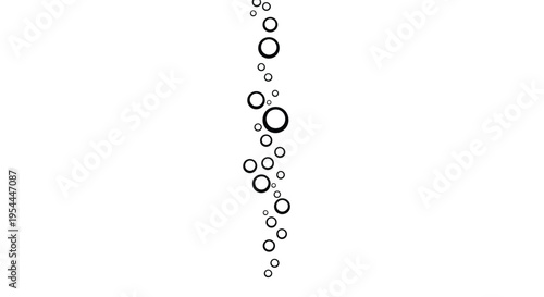 Abstract arrangement of varying sized black circles on a white background