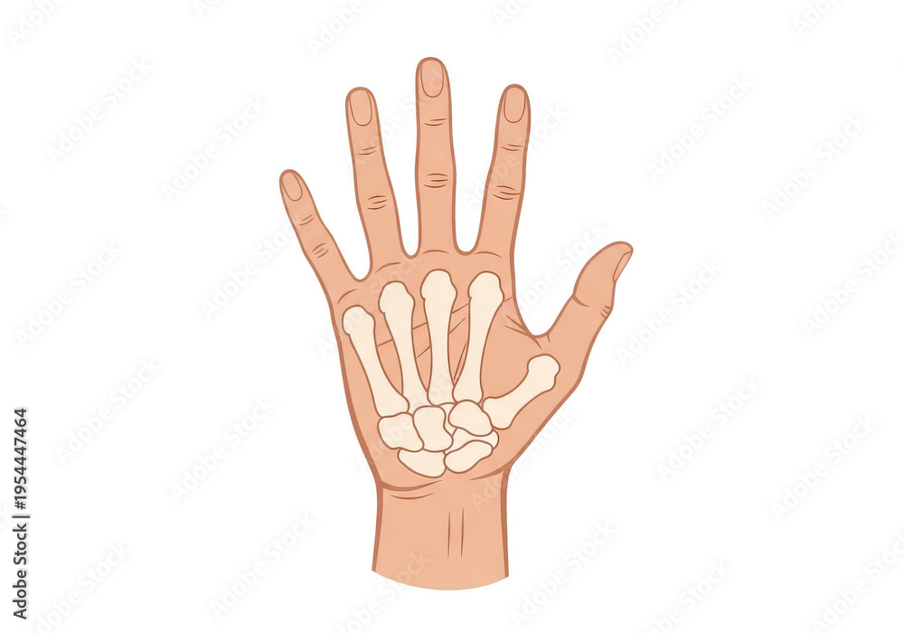 Obraz premium Human hand with skeleton bones visible on transparent background