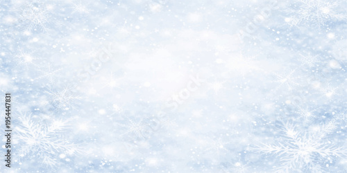 Abstract a beautiful serene image of a winter wonderland. Softly falling snow flurries gracefully dance, and creates a sense of peace.