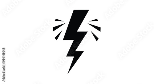 A stylized black lightning bolt with radiating burst lines on white