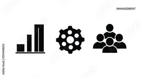 Business concepts with bar graph gears and people a silhouette