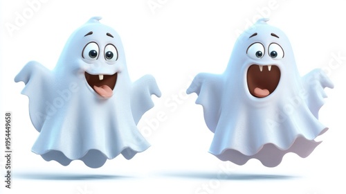 Wallpaper Mural Playful Cartoon Ghosts with Expressions, Perfect for Fun Halloween or Whimsical Themes in Clipart Style Torontodigital.ca