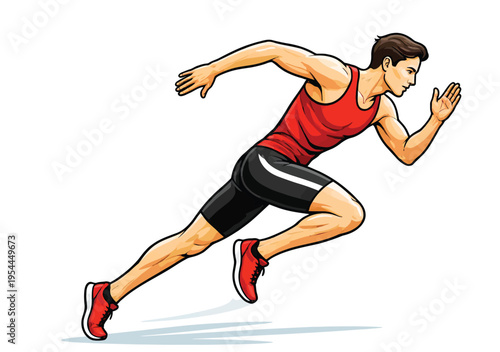 074-22-Male athlete swiftly running, demonstrating strength and motion