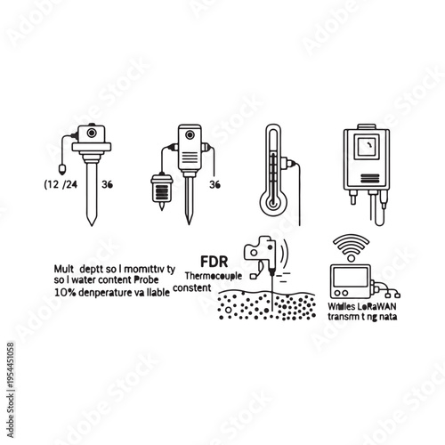 Soil moisture and temperature measurement devices with wireless data transmission technology for environmental monitoring and research purposes