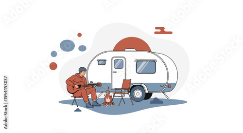 Camping Caravan Guitar Leisure