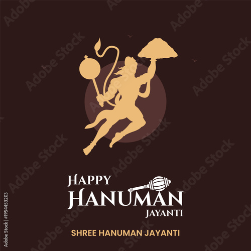 Minimal Hanuman Symbol with Gada Icon Hanuman Jayanti Festival Vector Design