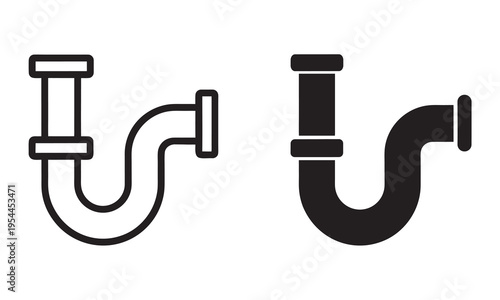 sink pipe vector icon, plumbing pipe corner fitting, vector illustration
