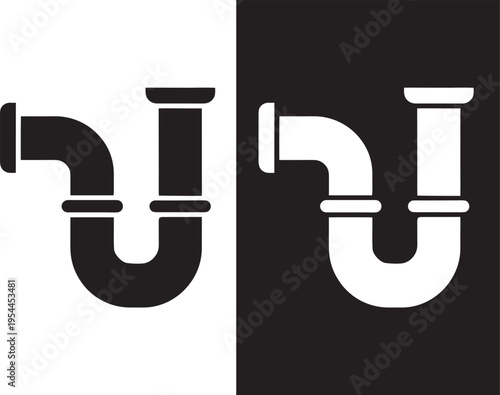 sink pipe vector icon, plumbing pipe corner fitting, vector illustration