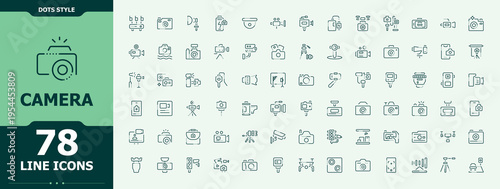 Camera simple icon set. Vector outline icons collection. Cam modern icon set. Contains related to photograph, media, film, cam, photo and more.