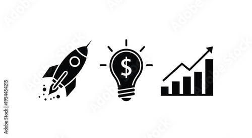 Growth innovation and financial success represented in a dark silhouette