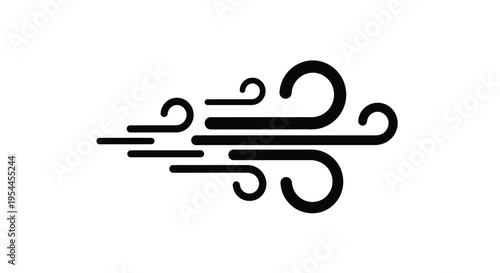Abstract black swirls and curves create a dynamic wind effect silhouette