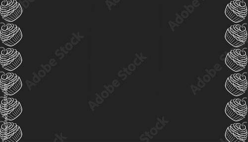 Cupcake background Pattern Design. Sweet Dessert Illustration Style. Repeating Frosted Cupcake Motif. Hand Drawn Bakery Pattern. Pastry Background For Packaging.