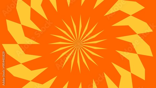 Cuadro en lienzo Abstract Orange Geometric Sunburst Background with Radial Symmetrical Pattern fo