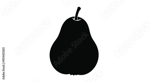 A simple black silhouette of a ripe pear fruit silhouette