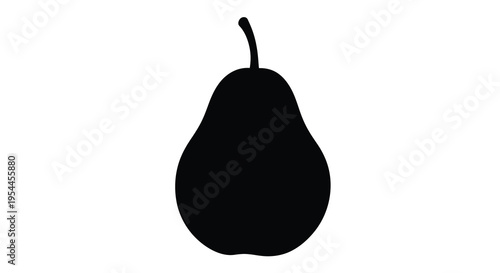 A simple black silhouette of a pear showcasing its classic form