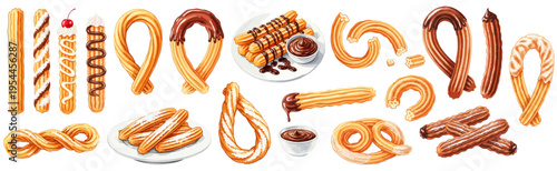 バリエーション豊富なチュロスセット｜チュロス チョコレート デザート スイーツ 揚げ菓子 カフェメニュー 食べ歩き ドーナツ