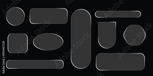 “Glass UI Elements Set Transparent Panels Buttons Cards Modern Interface Overlay Collection Vector”
