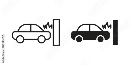 Accident icon symbol. Vector outline drawing. Editable stroke.