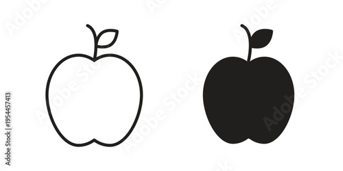 Apple icon symbol. Vector outline drawing. Editable stroke.