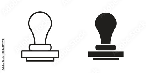 Approval stamp icon symbol. Vector outline drawing. Editable stroke.