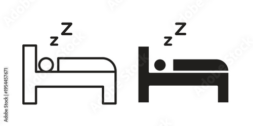 Bedtime icon symbol. Vector outline drawing. Editable stroke.