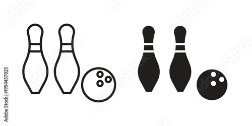 Bowling icon symbol. Vector outline drawing. Editable stroke.